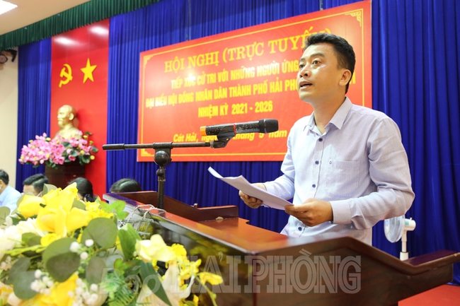 Đồng chí Nguyễn Văn Tùng, Chủ tịch UBND thành phố cùng các ứng cử viên đại biểu HĐND thành phố tiếp xúc cử tri tại huyện Cát Hải - Ảnh 5.