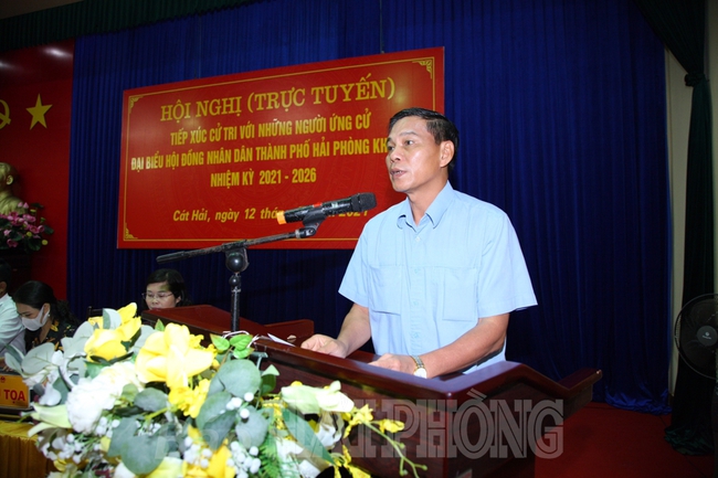 Đồng chí Nguyễn Văn Tùng, Chủ tịch UBND thành phố cùng các ứng cử viên đại biểu HĐND thành phố tiếp xúc cử tri tại huyện Cát Hải - Ảnh 17.