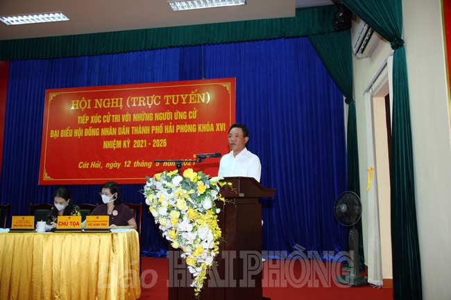 Đồng chí Nguyễn Văn Tùng, Chủ tịch UBND thành phố cùng các ứng cử viên đại biểu HĐND thành phố tiếp xúc cử tri tại huyện Cát Hải - Ảnh 6.
