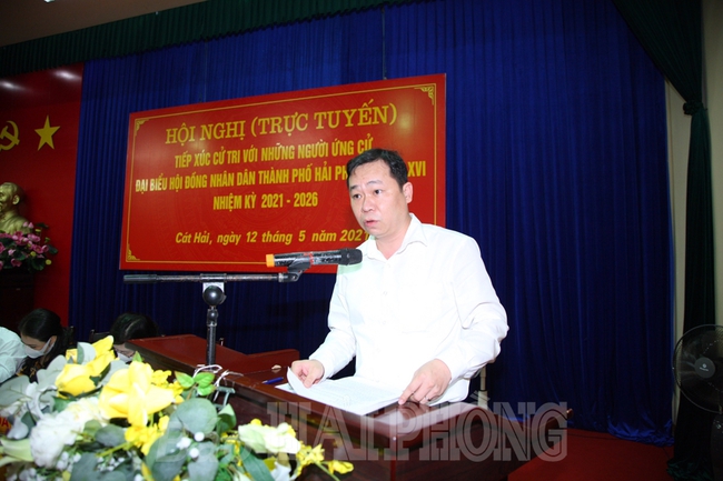 Đồng chí Nguyễn Văn Tùng, Chủ tịch UBND thành phố cùng các ứng cử viên đại biểu HĐND thành phố tiếp xúc cử tri tại huyện Cát Hải - Ảnh 8.