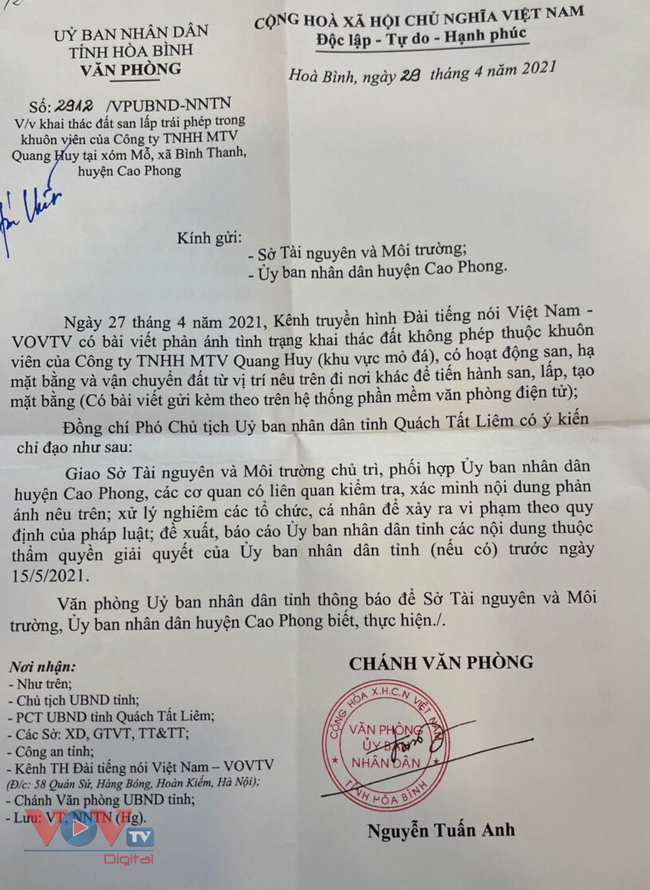 Hòa Bình: Xử phạt Công ty TNHH MTV Quang Huy về hành vi hủy hoại đất - Ảnh 2.
