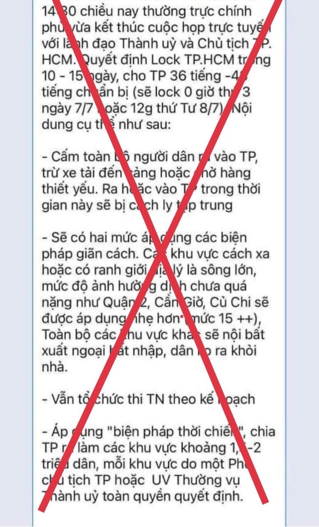 Bác thông tin 'Phong tỏa TP.HCM trong 10-15 ngày' - Ảnh 1.