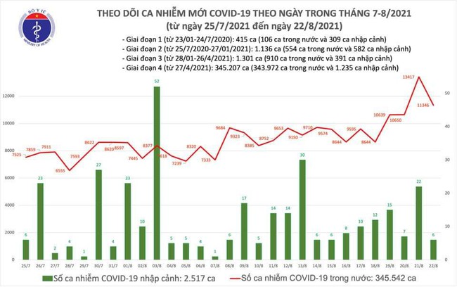 Ngày 22/8, Việt Nam có 11.214 ca mắc COVID-19 - Ảnh 1.