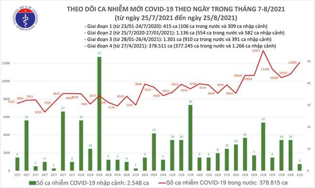 Ngày 25/8, Việt Nam có 12.096 ca mắc COVID-19 - Ảnh 1.