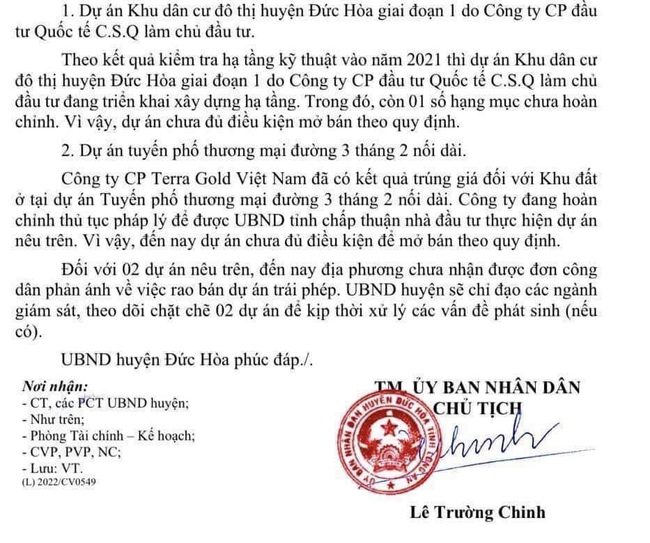 Long An: Chủ đầu tư và DKRS có vượt mặt chính quyền tại dự án làng sinh thái golf Tây Sài Gòn-Green Center? - Ảnh 3.