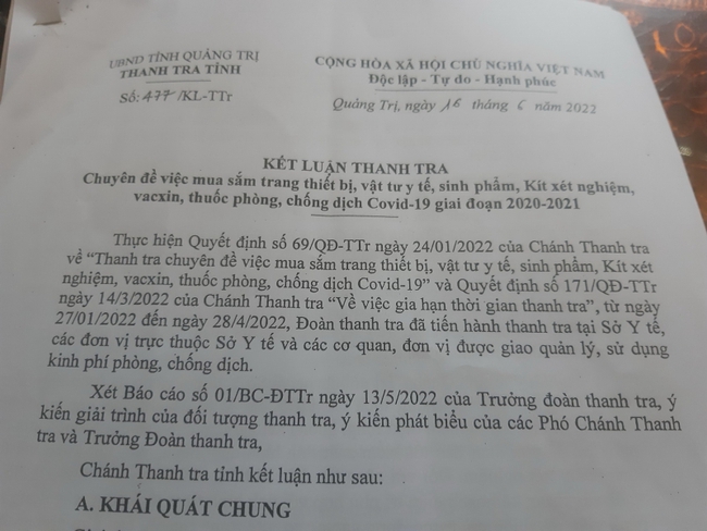 Quảng Trị: Phát hiện nhiều sai phạm trong gói thầu mua sắm liên quan đến Việt Á - Ảnh 2.