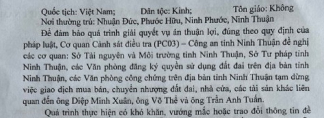Tạm dừng giao dịch tài sản đối với 3 cán bộ ở Ninh Thuận để điều tra - Ảnh 2.