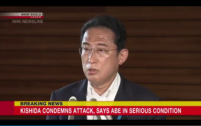 Thủ tướng Nhật Bản Fumio Kishida lên án vụ tấn công cựu Thủ tướng Abe - Ảnh 1.