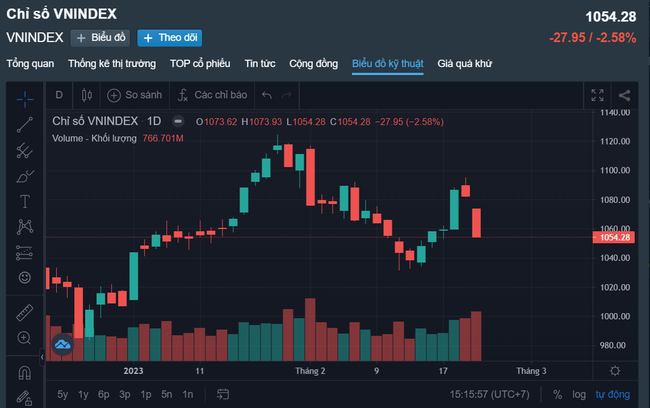 Thị trường chứng khoán Việt Nam 22/2: Cổ phiếu bất động sản rơi tự do, thị trường chìm trong sắc đỏ tiêu cực - Ảnh 1.