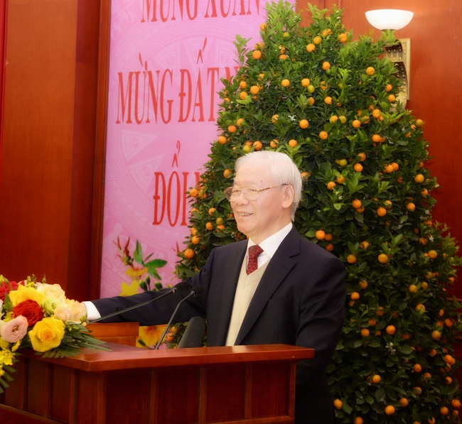 Tổng Bí thư Nguyễn Phú Trọng chúc Tết lãnh đạo, nguyên lãnh đạo Đảng, Nhà nước- Ảnh 3.