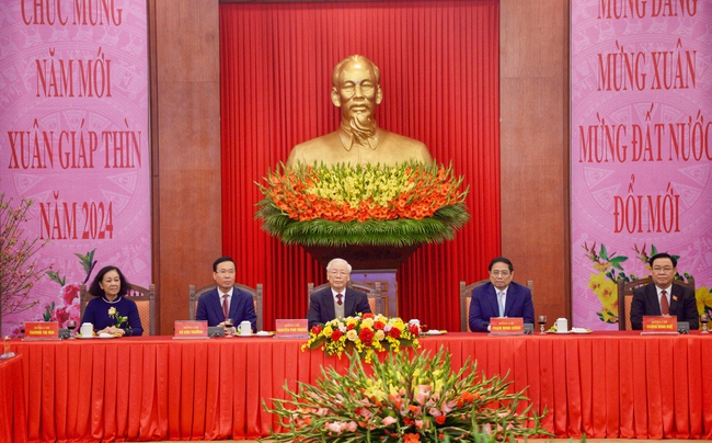 Tổng Bí thư Nguyễn Phú Trọng chúc Tết lãnh đạo, nguyên lãnh đạo Đảng, Nhà nước- Ảnh 6.