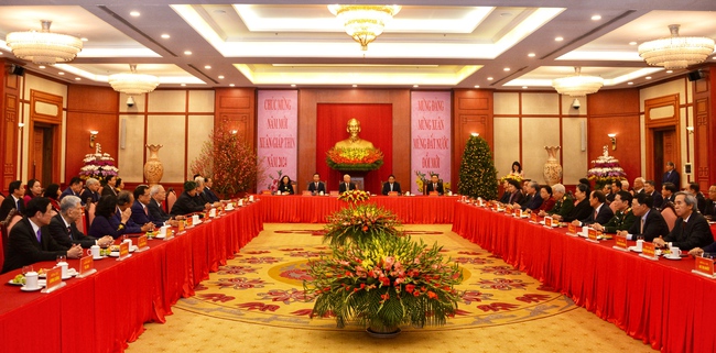 Tổng Bí thư Nguyễn Phú Trọng chúc Tết lãnh đạo, nguyên lãnh đạo Đảng, Nhà nước- Ảnh 2.