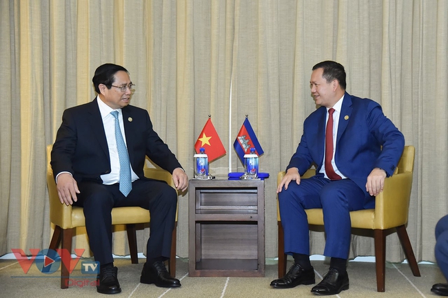 Thủ tướng Chính phủ Phạm Minh Chính gặp Thủ tướng Campuchia Hun Manet- Ảnh 2.