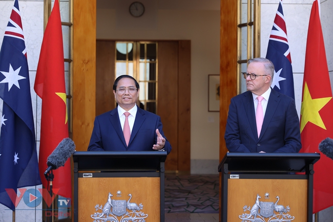 Thủ tướng Australia Anthony Albanese và Thủ tướng Phạm Minh Chính thông báo kết quả hội đàm- Ảnh 8.