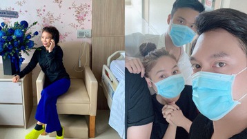 Hà Hồ sinh đôi trai gái, mẹ ruột túc trực bên giường, hội bạn thân Lý Quí Khánh đến bệnh viện chúc mừng