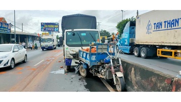 Tiền Giang: Ô tô tải tông xe 3 bánh làm một người tử vong