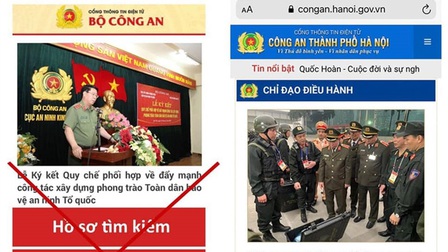 Phát hiện trang web giả mạo cổng thông tin điện tử của Công an TP Hà Nội