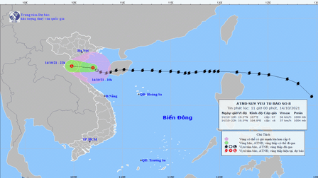 Áp thấp nhiệt đới cách Nam Định khoảng 130km, sức gió giật cấp 9