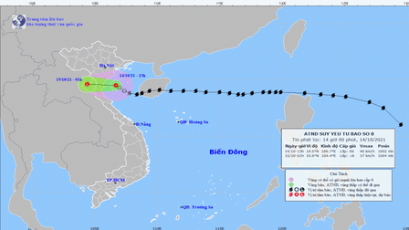 Áp thấp nhiệt đới di chuyển ngay trên vùng biển từ Nam Định đến Thanh Hóa