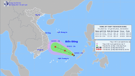 Áp thấp trên Biển Đông có khả năng mạnh lên thành áp thấp nhiệt đới
