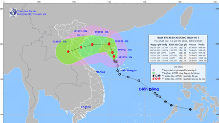 Bão số 7 giật cấp 11, gây mưa lớn từ Quảng Bình đến Quảng Ngãi và Kon Tum