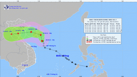 Áp thấp nhiệt đới đã mạnh lên thành bão số 7 trên biển Đông