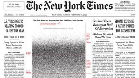 Nửa triệu chấm đen tang tóc trên trang nhất New York Times