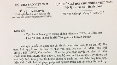 Hội Nhà báo Việt Nam đề nghị điều tra, xử lý nghiêm hành vi tấn công mạng Báo Điện tử VOV