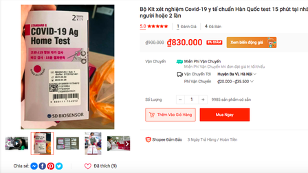 260.000 đồng/kit test nhanh Covid-19 rao bán trên chợ mạng