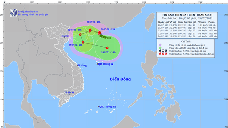 Bão số 3 giật cấp 13 đã đi vào đất liền Tây Nam Trung Quốc, đang hướng về Móng Cái