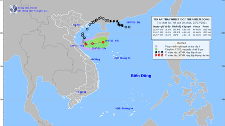 Áp thấp nhiệt đới giật cấp 8 áp sát Hà Tĩnh, gây mưa lớn ở Trung Bộ
