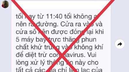 Không có việc TP Hồ Chí Minh sử dụng 5 trực thăng phun chất khử trùng vào không khí để phòng dịch