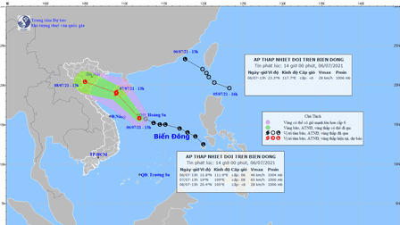Áp thấp nhiệt đới trên biển Đông sẽ mạnh lên thành bão, tâm áp thấp ngay trên khu vực quần đảo Hoàng Sa