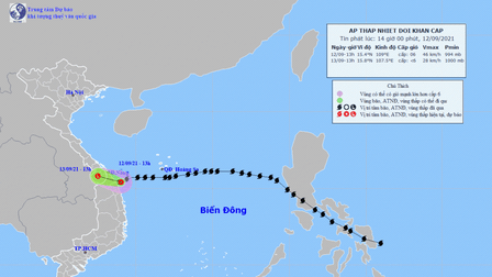 Áp thấp nhiệt đới ít di chuyển và gây mưa to từ Đà Nẵng đến phía Bắc Quảng Ngãi