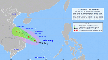 Áp thấp nhiệt đới có khả năng mạnh lên thành bão, cách bờ biển Phú Yên khoảng 280km