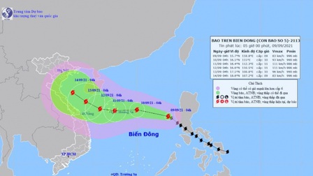 Tin bão trên biển Đông: Bão số 5 giật cấp 11, có khả năng mạnh thêm