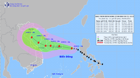 Tin bão trên biển Đông: Bão số 5 mỗi giờ đi được khoảng 15km và có khả năng mạnh thêm
