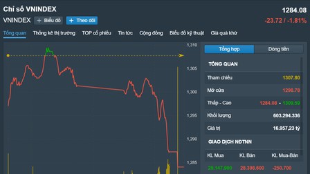 Chứng khoán Việt Nam 10/6: Bán mạnh cuối phiên, VN-Index tuột mốc 1.300 điểm