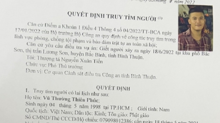 Truy tìm người có liên quan đến vụ giết người xảy ra Bình Thuận