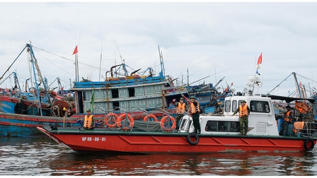 Đà Nẵng: Cưỡng chế 234 thuyền viên rời tàu lên bờ tránh bão