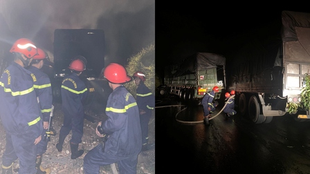 Gia Lai: Tai nạn liên hoàn trên đường Đông Trường Sơn, 3 ô tô bị cháy