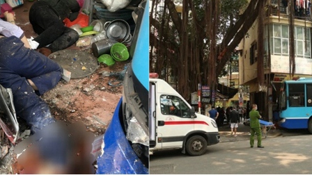 Xe buýt mất lái đâm vào quán ăn ở Hà Nội, 3 người bị thương nặng