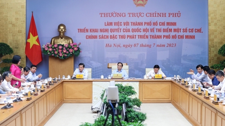Thủ tướng Phạm Minh Chính chủ trì cuộc làm việc của Thường trực Chính phủ với TP.HCM