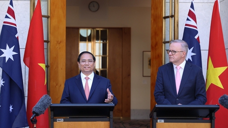 Thủ tướng Australia Anthony Albanese và Thủ tướng Phạm Minh Chính thông báo kết quả hội đàm