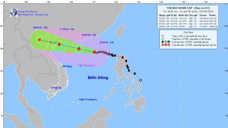 Siêu bão số 3 mạnh cấp 16, giật cấp 17, cách Quảng Ninh 510 km