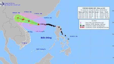 Siêu bão số 3 giật cấp 17 đang đi vào Bắc vịnh Bắc Bộ