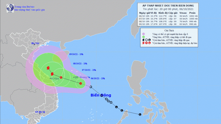 Áp thấp nhiệt đới giật cấp 8, gây mưa to từ Quảng Bình đến Phú Yên và Bắc Tây Nguyên