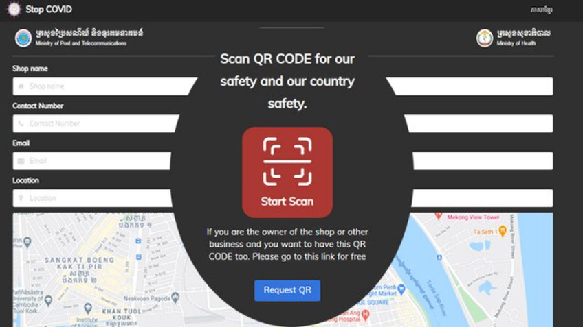 Campuchia sử dụng hệ thống QR Code 'Stop COVID' để kiểm soát những nơi đông người