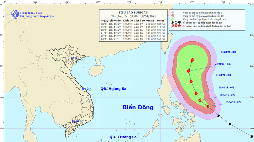 Xuất hiện siêu bão giật cấp 17 Surigae