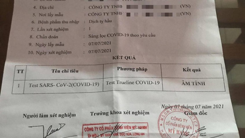 Công an Long An vào cuộc vụ không đi xét nghiệm nhưng có phiếu âm tính với Covid-19